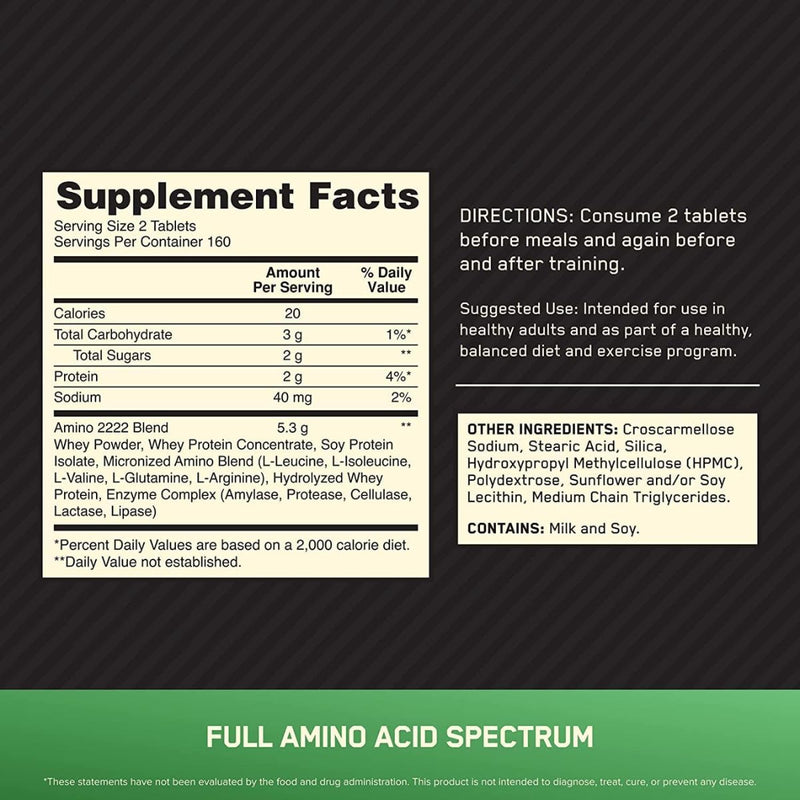 Optimum Nutrition Superior Amino 2222 320 Tablets