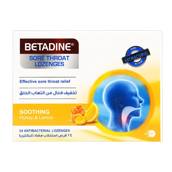 Betadine Sore Throat Soothing Honey & Lemon 24 Lozenges