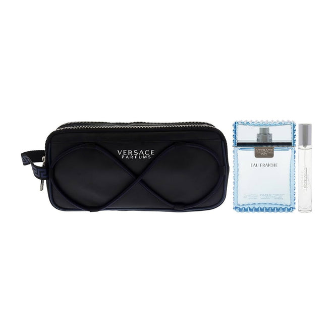 Versace Man Eau Fraiche (M) Set EDT 100ml + EDT 10ml Travel Spray + Black Trousse