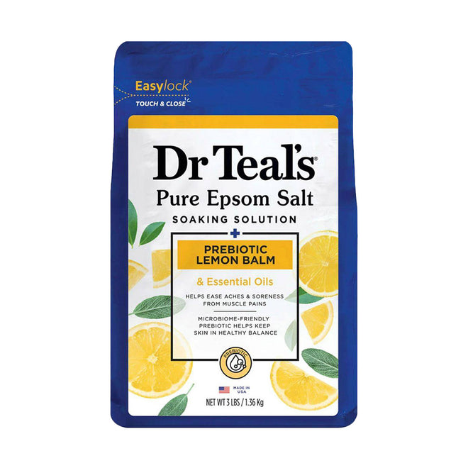Dr Teals Pure Epsom Salt Soaking Solution Prebiotic Lemon Balm 1.36kg