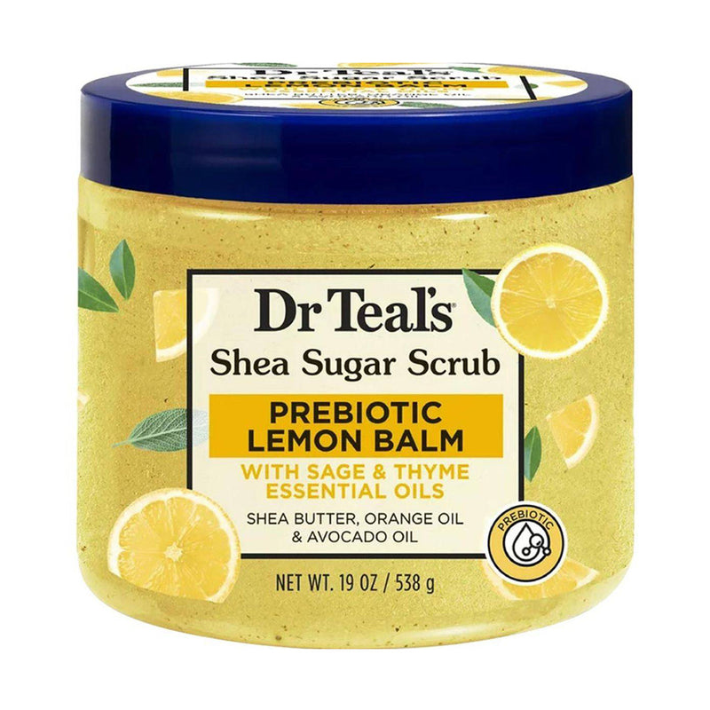Dr Teals Shea Sugar Scrub Prebiotic Lemon Balm 538g