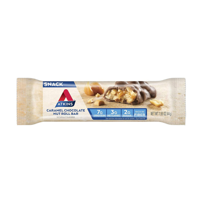 Atkins Snack Protein Bar Caramel Chocolate Nut Roll 44g