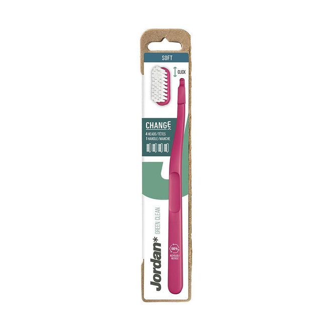 Jordan Toothbrush Green Clean Change Handle + 4 Heads Soft