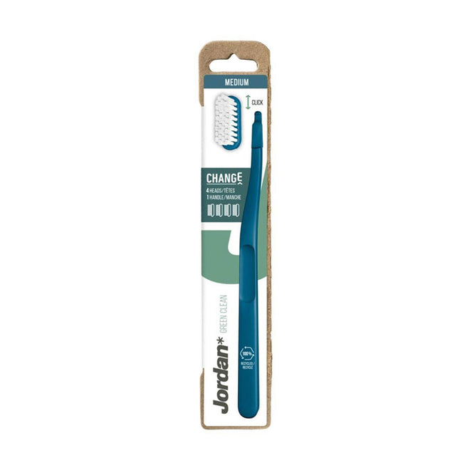 Jordan Toothbrush Green Clean Change Handle + 4 Heads Medium