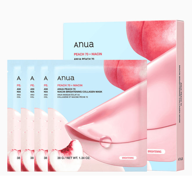 Anua Face Mask Peach 70 Niacin Brightening Collagen 38g x 4 Pieces