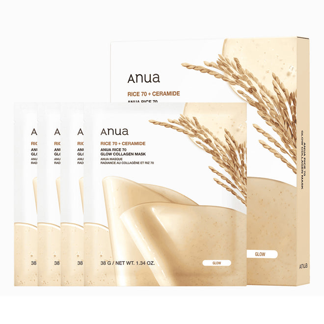 Anua Face Mask Rice 70 Glow Collagen 38g x 4 Pieces