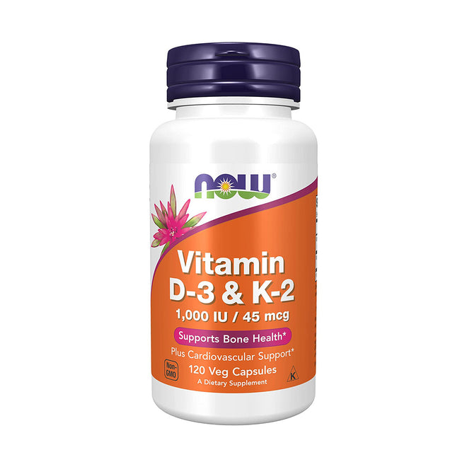 Now Vitamin D3 1000IU + K2 45mcg 120 VegeCapsules