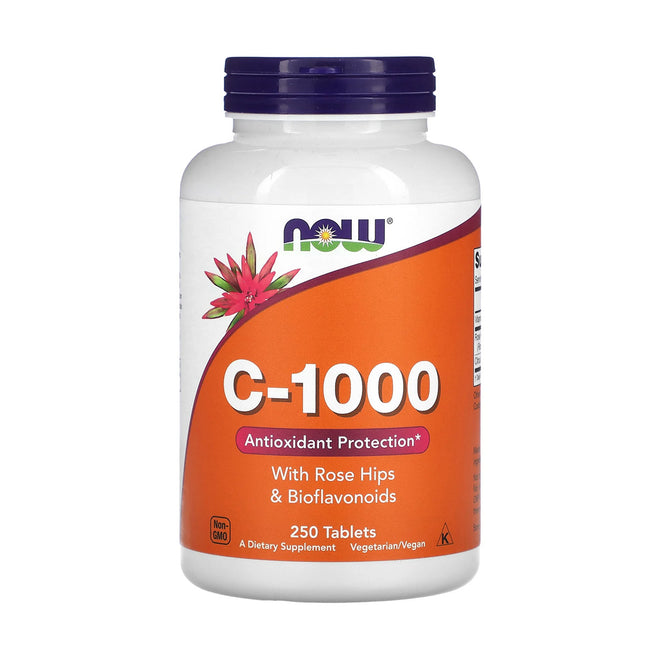 Now Vitamin C 1000mg With Rose Hips 250 Tablets