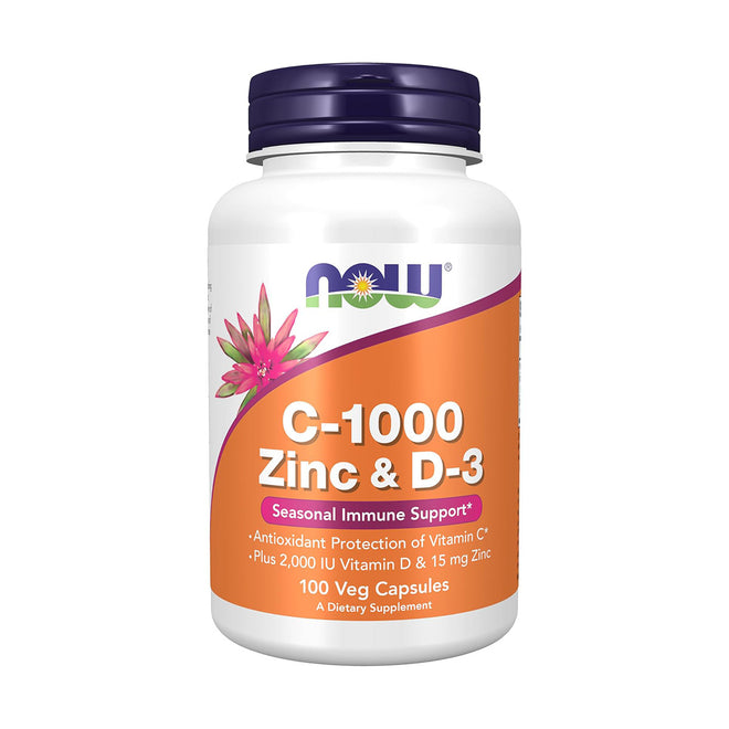 Now Vitamin C 1000mg Zinc & Vitamin D3 100 VegeCapsules