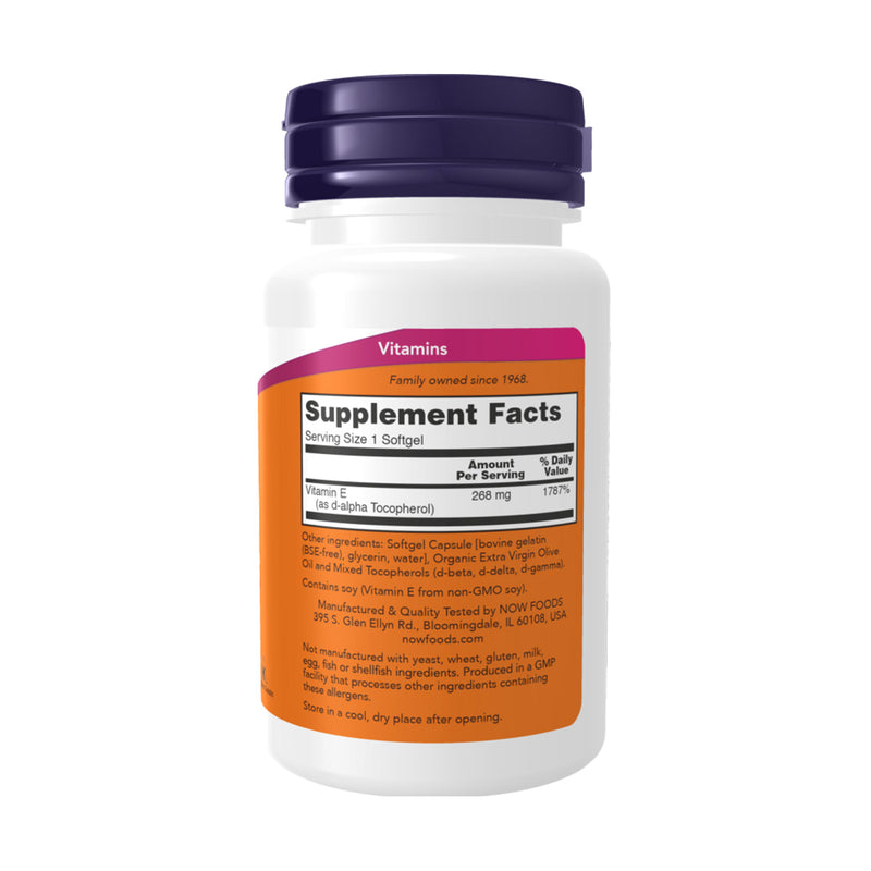 Now Vitamin E 400mg With Mixed Tocopherols 50 Softgels