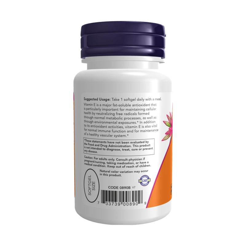 Now Vitamin E 400mg With Mixed Tocopherols 50 Softgels