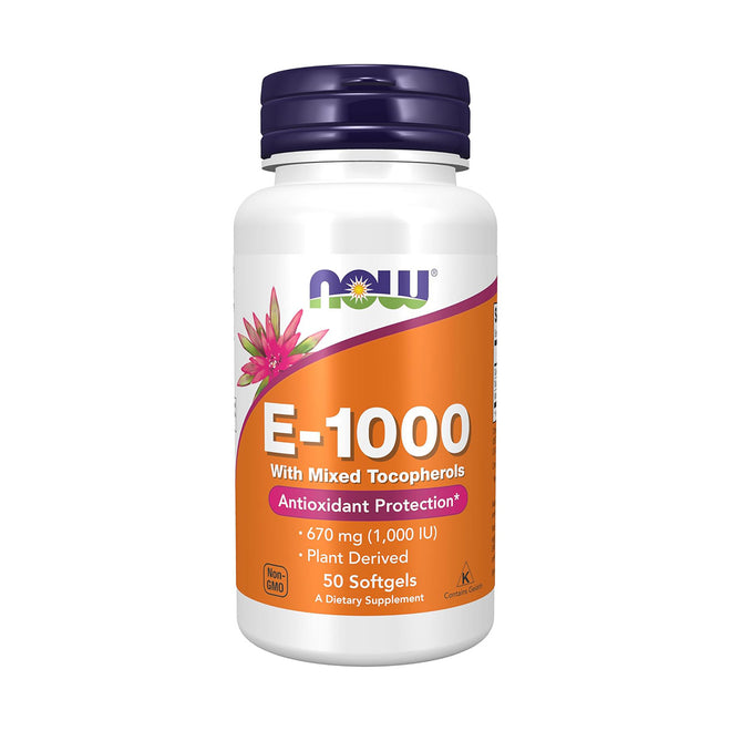 Now Vitamin E 1000mg Mixed Tocopherols 50 Softgels