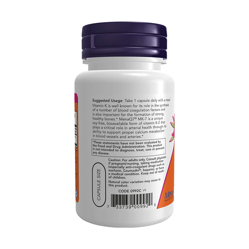 Now Vitamin K2 100mcg 60 VegeCapsules