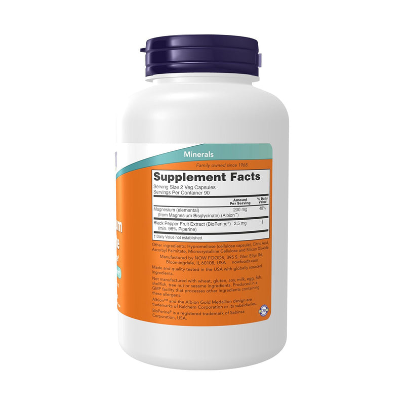 Now Magnesium Glycinate with BioPerine 180 VegeCapsules