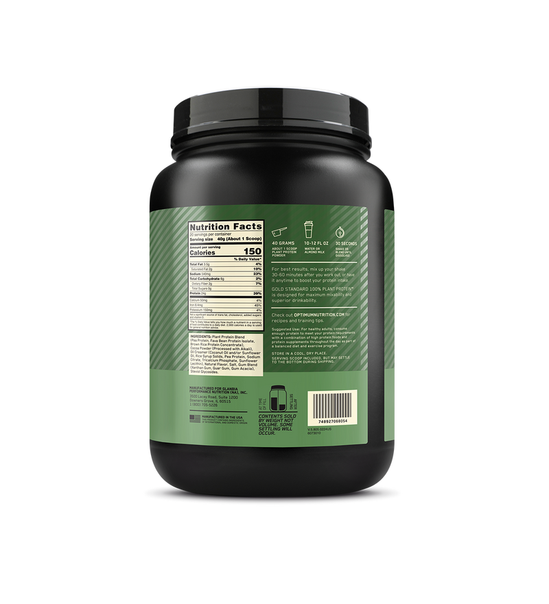 Optimum Nutrition Gold Standard 100% Plant Based Protein Chocolate 800g