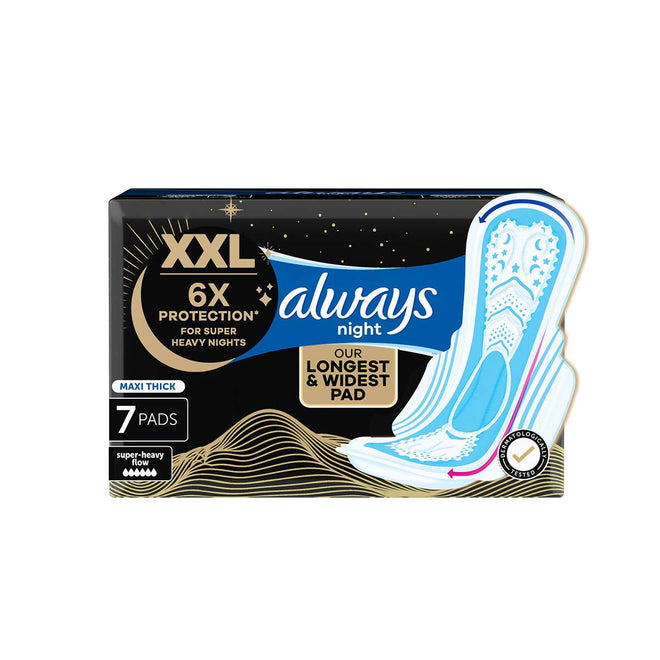 Always Sanitary Pads Maxi Thick Night+ 7 Count