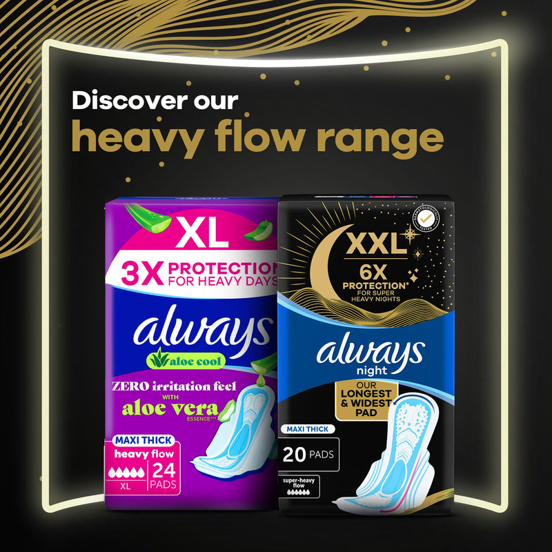 Always Sanitary Pads Maxi Thick Night+ 20 Count