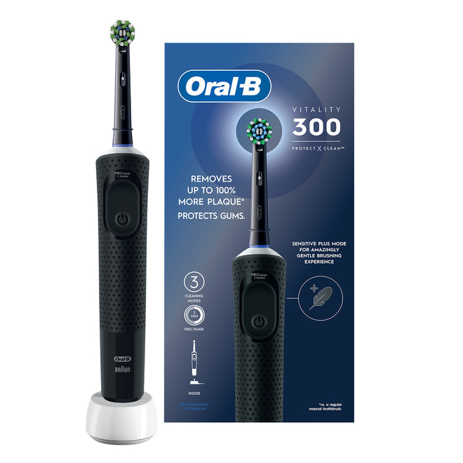 Oral B Electric Toothbrush Rechargeable Vitality 300 Protect X Clean Black