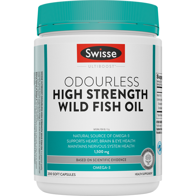 Swisse Ultiboost Odourless High Strength Wild Fish Oil 1500mg 200 Capsules