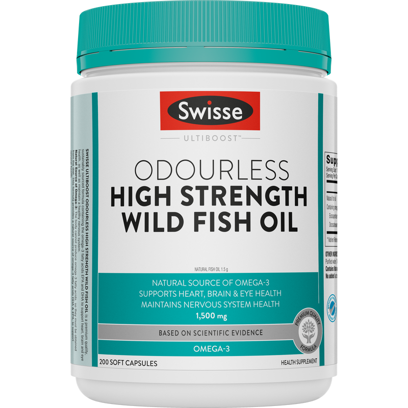 Swisse Ultiboost Odourless High Strength Wild Fish Oil 1500mg 200 Capsules