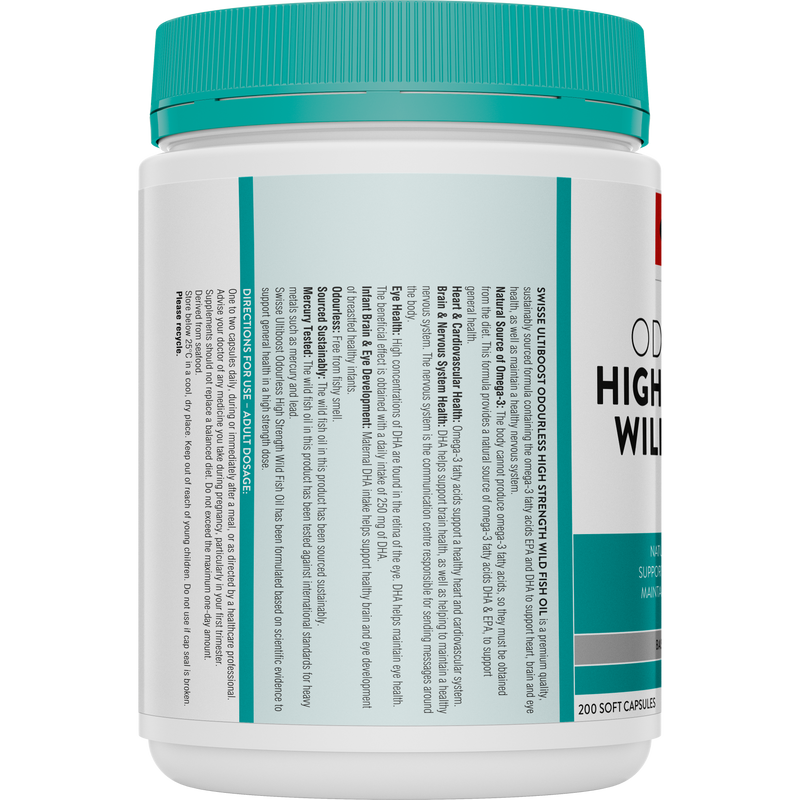 Swisse Ultiboost Odourless High Strength Wild Fish Oil 1500mg 200 Capsules