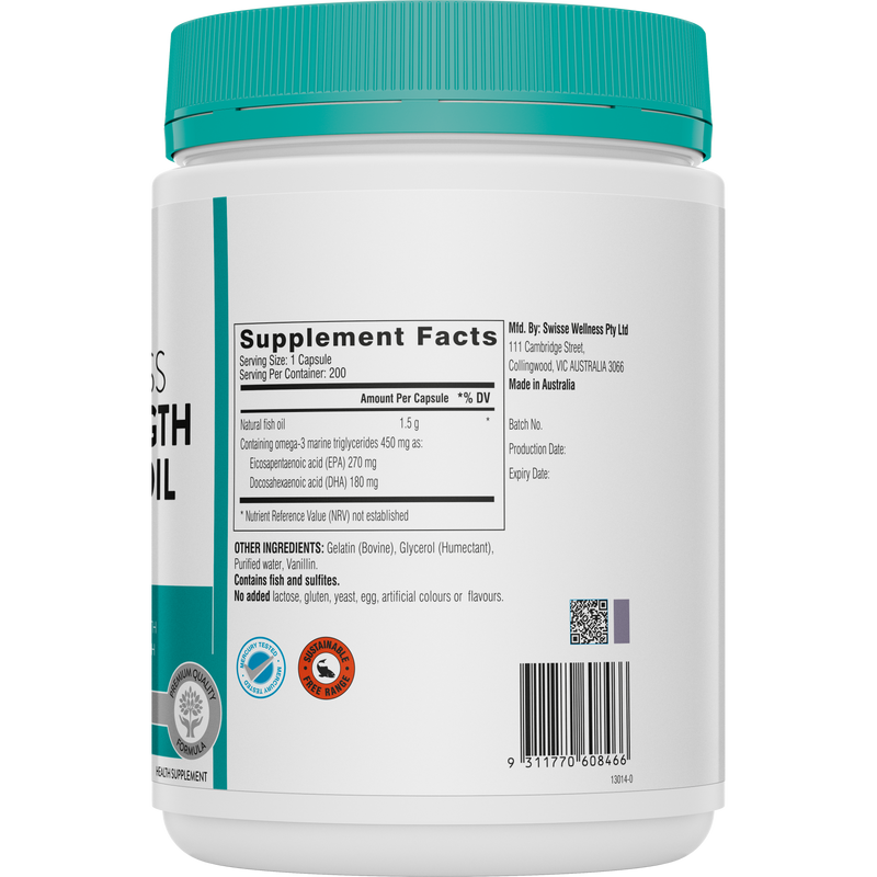 Swisse Ultiboost Odourless High Strength Wild Fish Oil 1500mg 200 Capsules