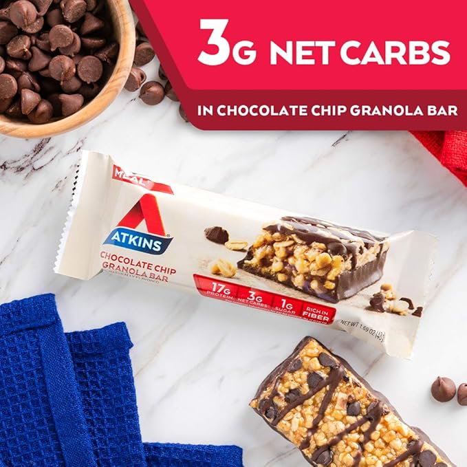 Atkins Meal Protein Bar Chocolate Chip Granola Bar 48g
