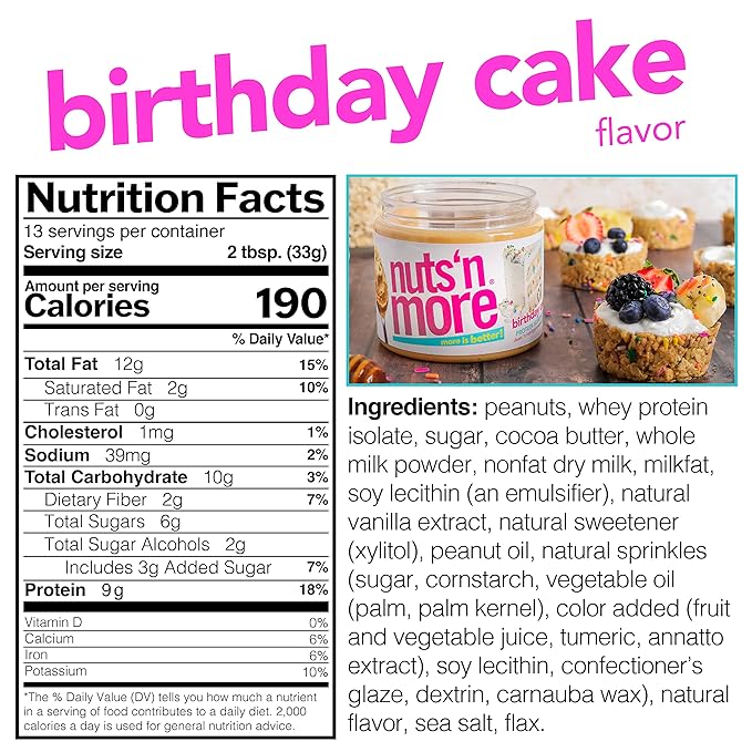 Nuts 'N More Protein Peanut Butter Spread Birthday Cake 429g