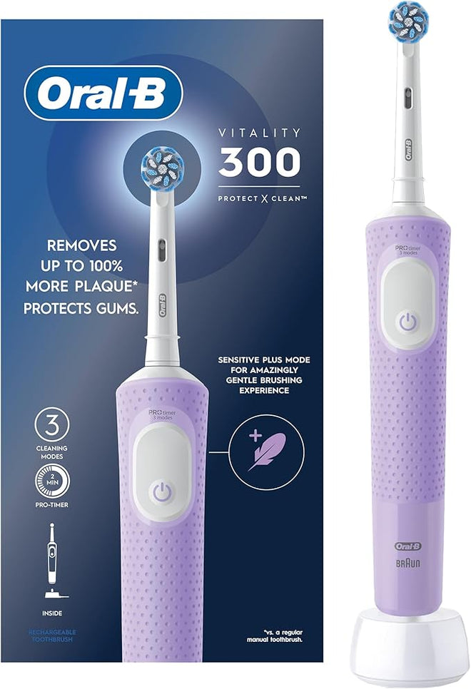 Oral B Electric Toothbrush Rechargeable Vitality 300 Protect X Clean Pink Lilac