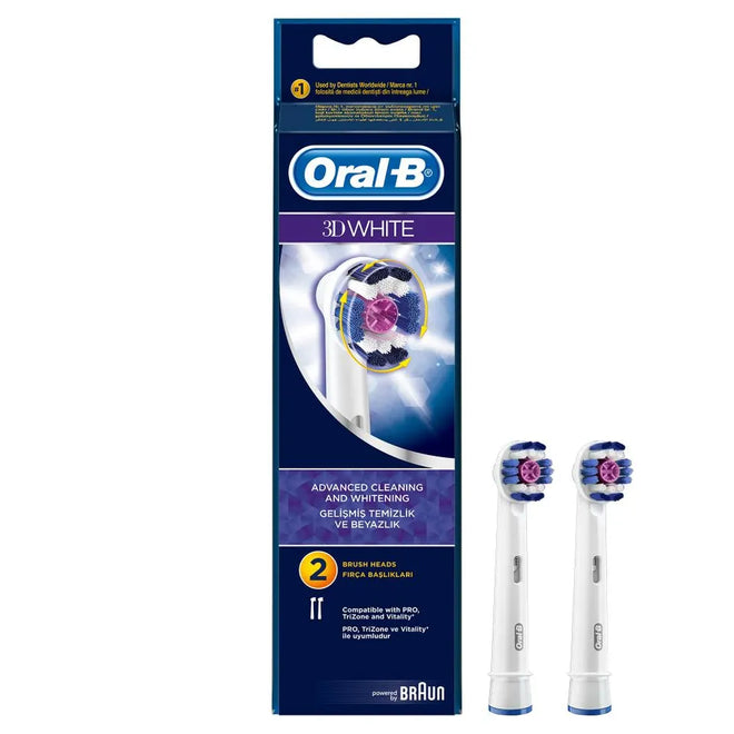 Oral B Replacement Brush Heads 3D White 2 Packs