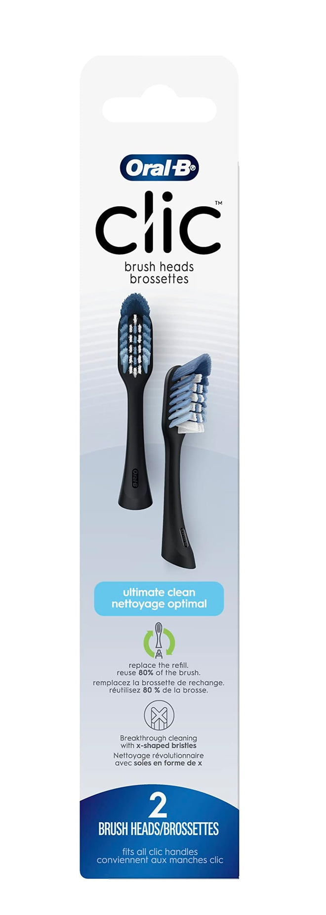 Oral B Replacement Brush Heads Clic Black 2 Pieces