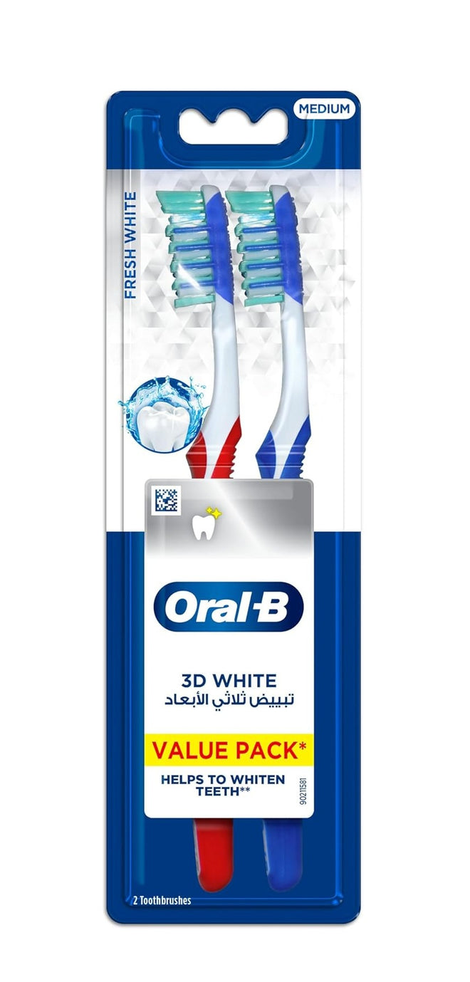 Oral B Toothbrush 3D White Fresh Medium 40M 2 Pieces