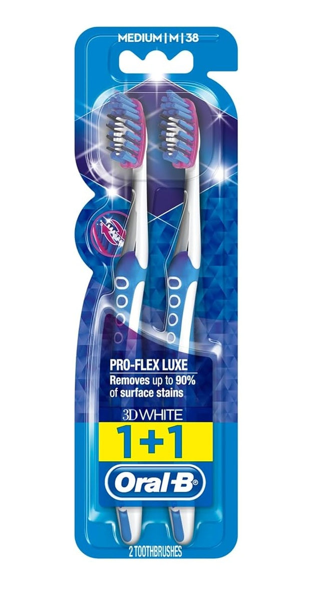 Oral B Toothbrush 3D White Pro Flex Luxe Medium 2 Pieces