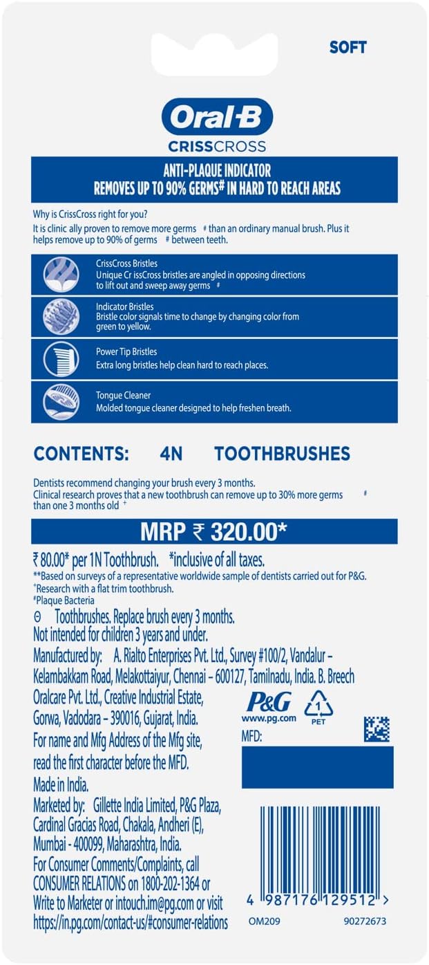 Oral B Toothbrush Criss Cross Deep Clean Soft