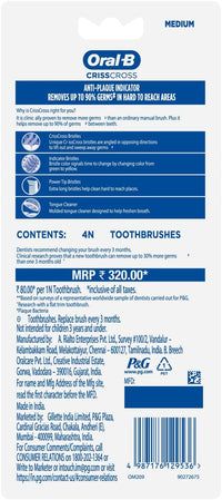Oral B Toothbrush Criss Cross Medium 4 Pieces