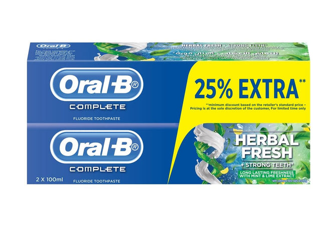 Oral B Toothpaste Complete Mouthwash + Whitening Natural Fresh 100ml 2 Packs