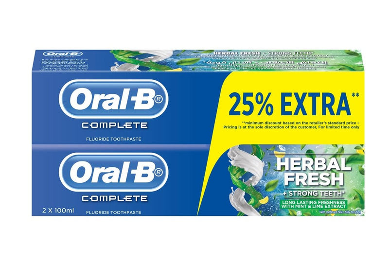 Oral B Toothpaste Complete Mouthwash + Whitening Natural Fresh 100ml 2 Packs