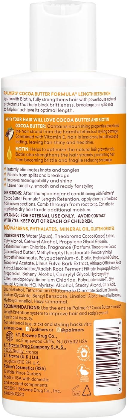 Palmers Cocoa Butter Formula With Vitamin E Biotin Length Retention Leave-In Conditioner 250ml