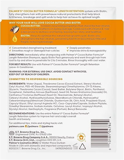 Palmers Cocoa Butter Formula With Vitamin E Biotin Length Retention Protein Pack 60g